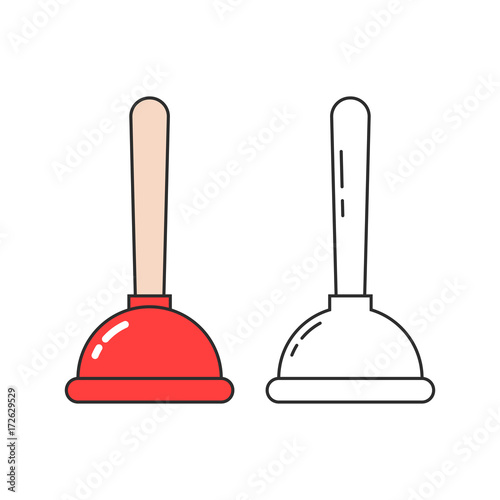 two thin line plunger icon