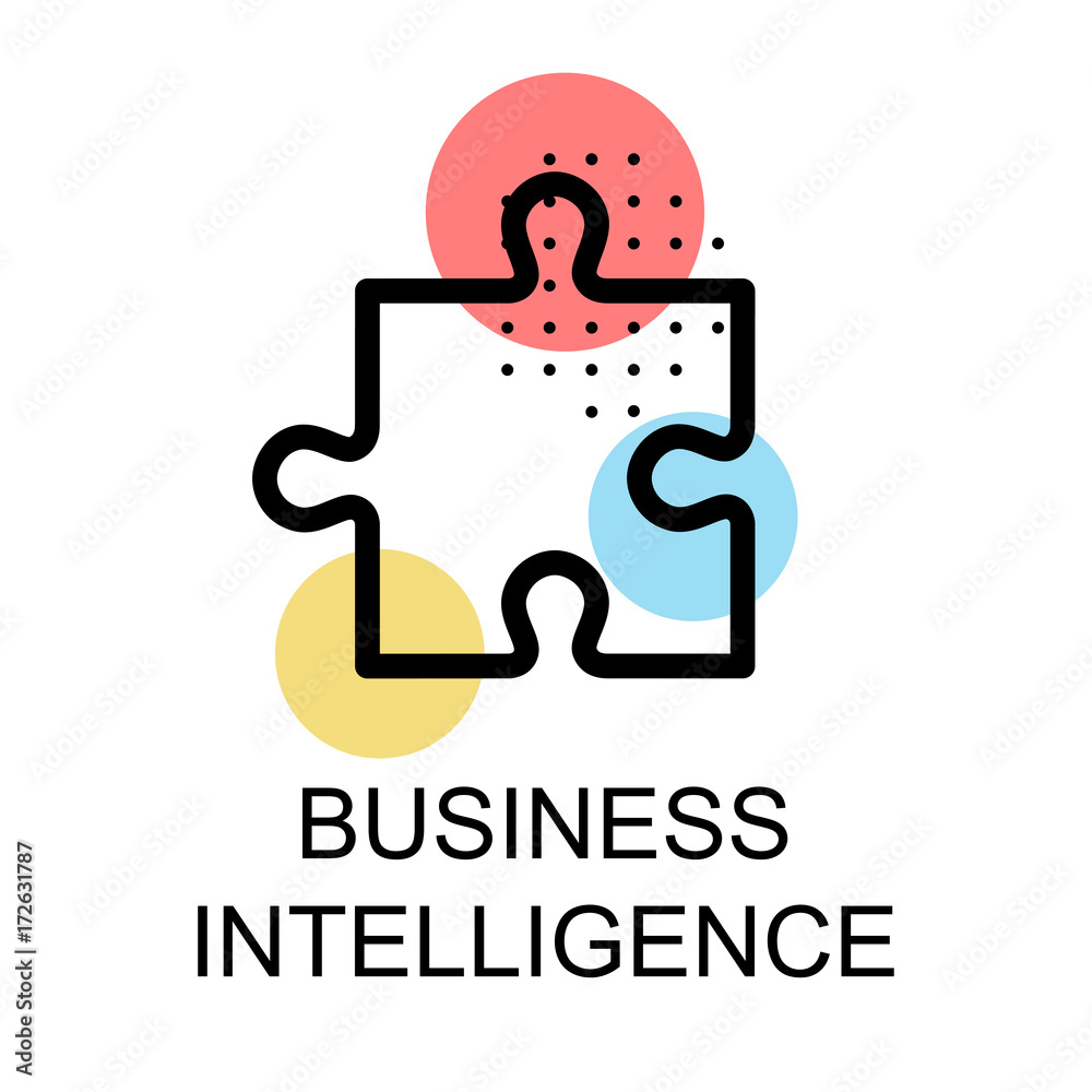 Jigsaw icon for business intelligence on white background