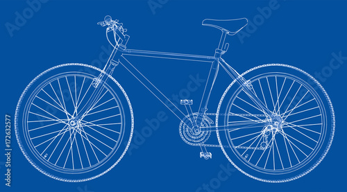 Bicycle. Wire-frame style. Vector