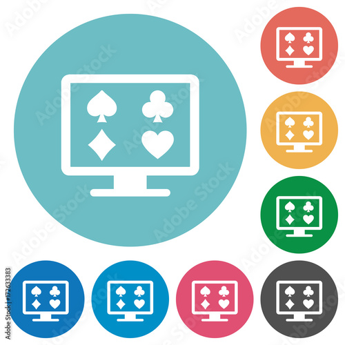 Online gambling flat round icons