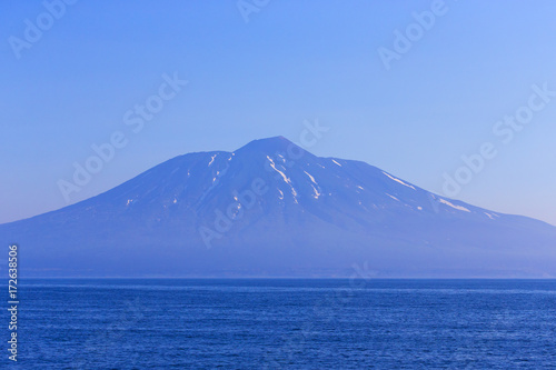 View on a Kunashir island with volcano Tyatya