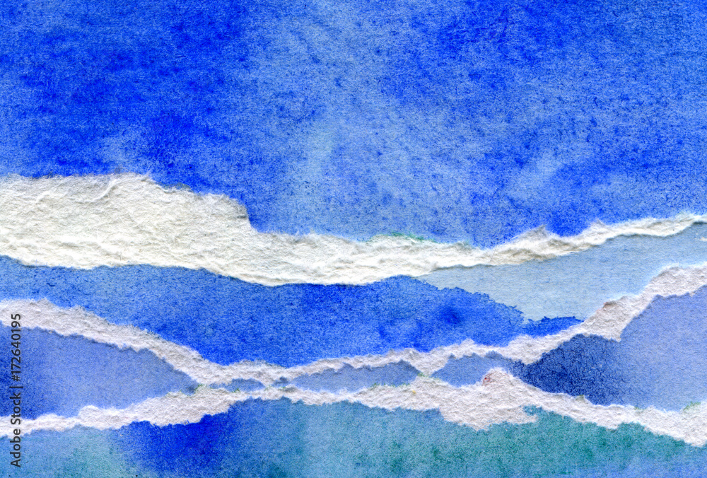 Abstract blue watercolor, illustration of sea waves Abstract blue watercolor, illustration of sea waves