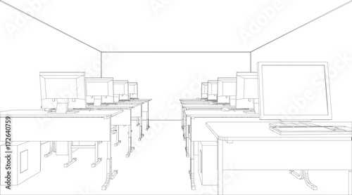 Computer class with tables and computers