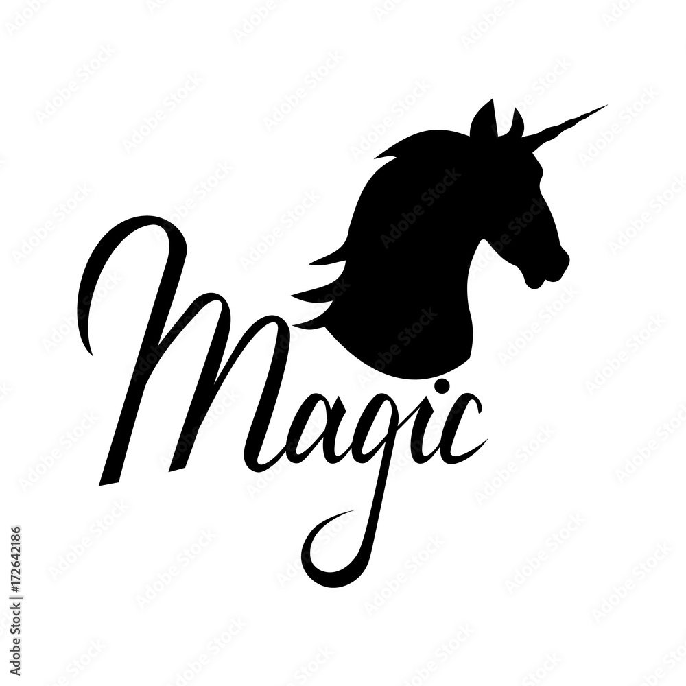 Unicorn Head Silhouette With Text Inspirational Illustration Design For Print Banner Poster