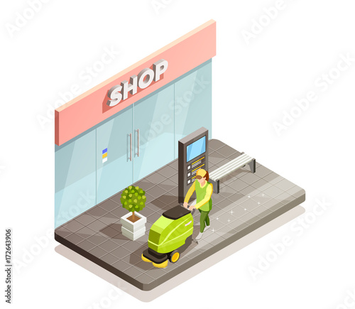 Cleaning Isometric Composition