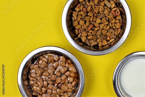 An Image of cat food with colorful background 