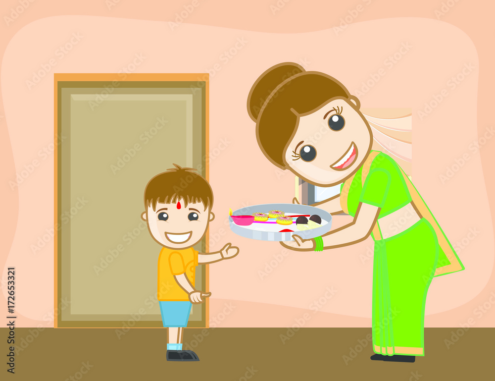 Indian Festival Rakhi - Cartoon Characters- clip-art vector illustration Indian Festival Rakhi - Cartoon Characters- clip-art vector illustration