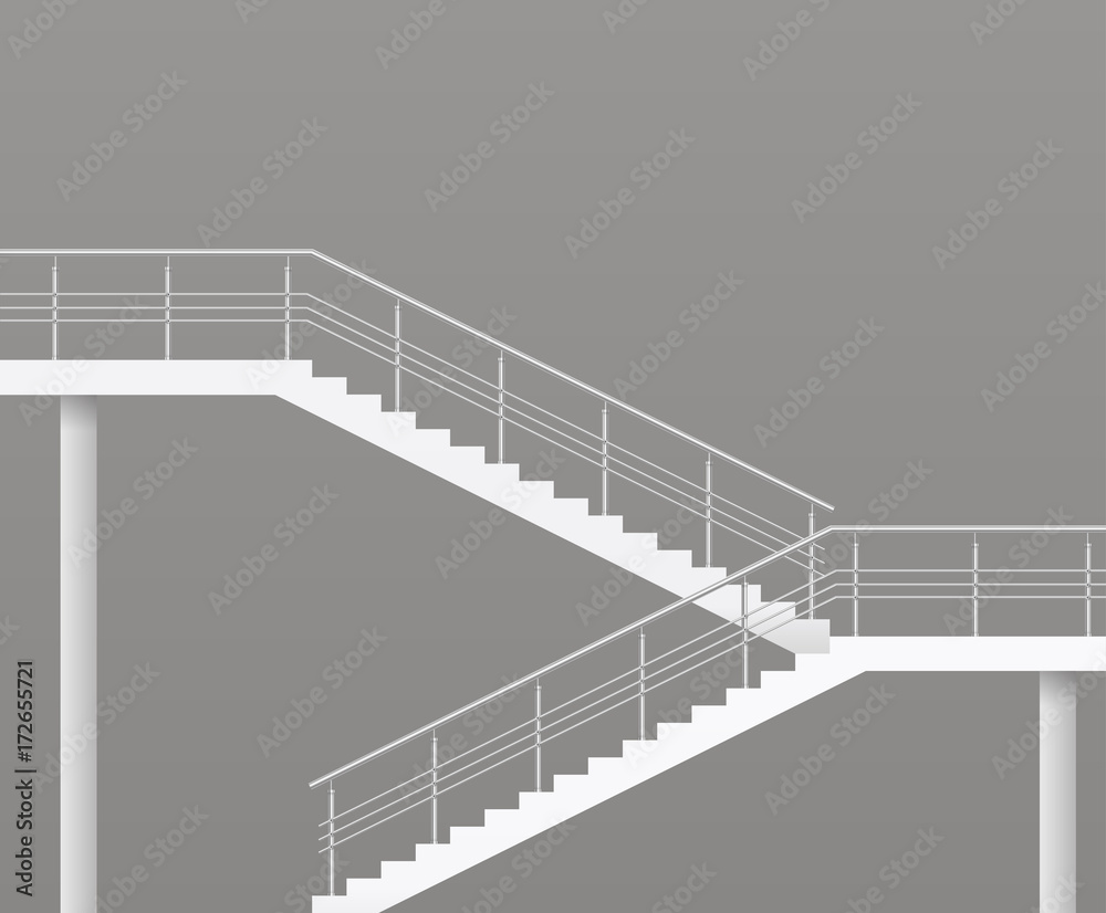 Modern staircase with metal railings