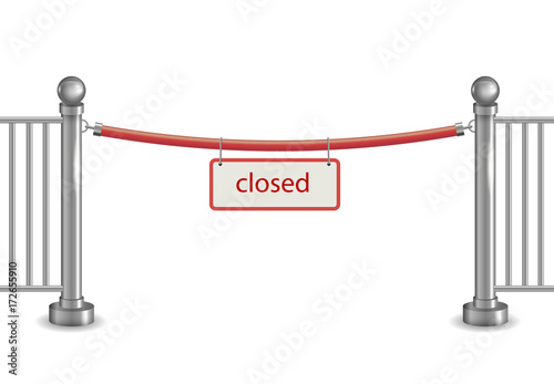 Metal barrier with red ribbon