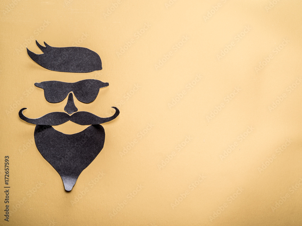 Hipster's definicial facial look cut from paper. Hipster's definicial facial look cut from paper.