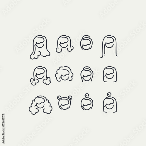 Lineart portraits set