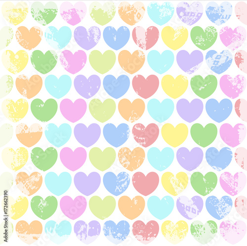 Grunge Colorful Hearts Background