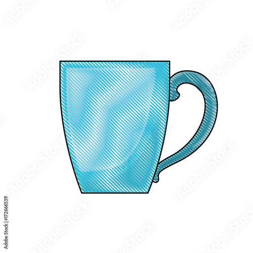 porcelain mug of coffee with handle colored crayon silhouette vector illustration