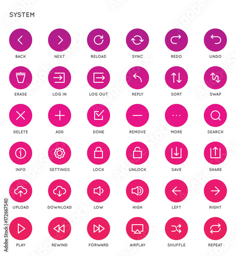 System User Interface (UI) Vector Icon Set. High Quality Minimal Lined Icons for All Purposes.