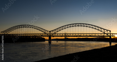 Sunset at Sherman Minton Bridge - Ohio River, Louisville, Kentucky & New Albany, Indiana