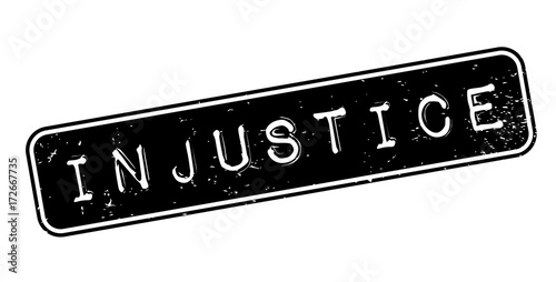 Injustice rubber stamp. Grunge design with dust scratches. Effects can be easily removed for a clean, crisp look. Color is easily changed.