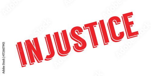 Injustice rubber stamp. Grunge design with dust scratches. Effects can be easily removed for a clean, crisp look. Color is easily changed.