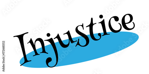 Injustice rubber stamp. Grunge design with dust scratches. Effects can be easily removed for a clean, crisp look. Color is easily changed.