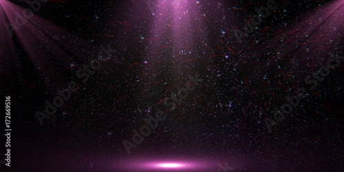  abstract of empty stage with colorful spotlights or Several bright projectors for scene lighting effects . can be used for display or montage your products
