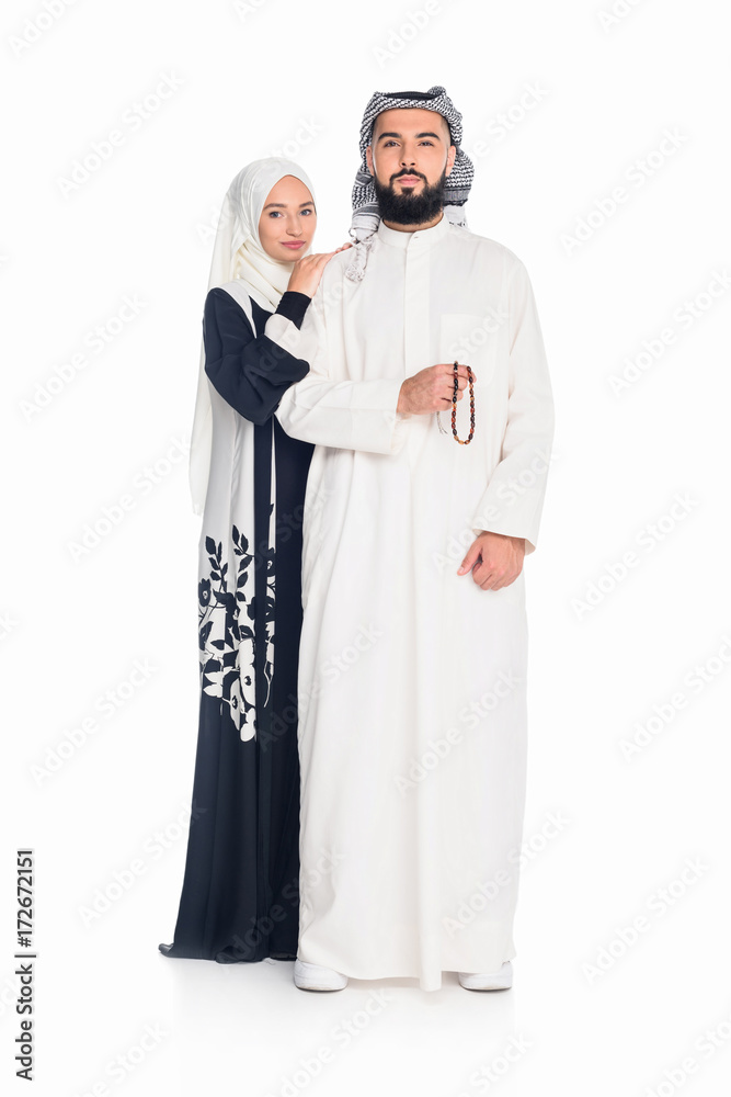 muslim couple embraing