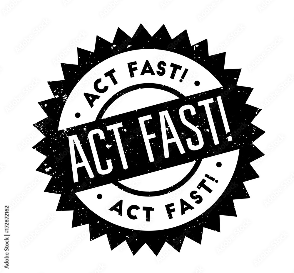 Act fast rubber stamp. Grunge design with dust scratches. Effects can be easily removed for a clean, crisp look. Color is easily changed. Act fast rubber stamp. Grunge design with dust scratches. Effects can be easily removed for a clean, crisp look. Color is easily changed.