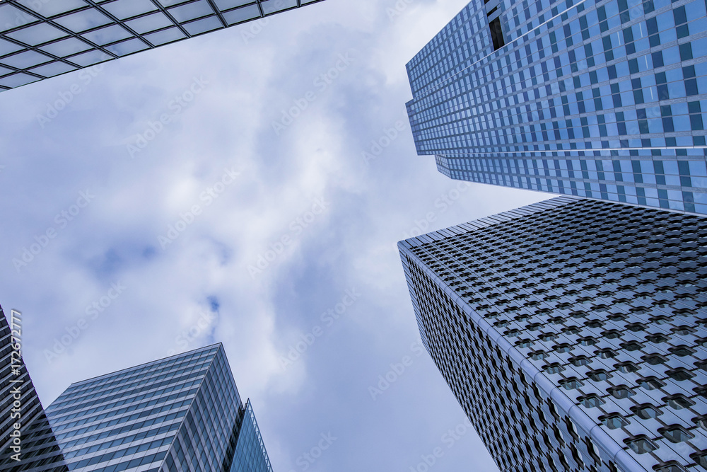 Fototapeta premium Business and finance centerwith skyscrapers in blue tones in Paris