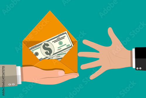 Dollar cash in envelope in hand