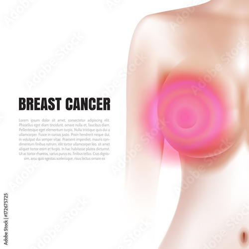 Beautiful woman's (female) body. Breast cancer awareness brochure background