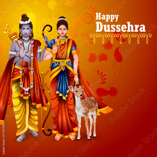 Happy Dussehra background showing festival of India