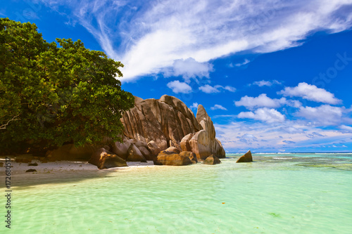 Famous beach Source d'Argent at Seychelles © Nikolai Sorokin