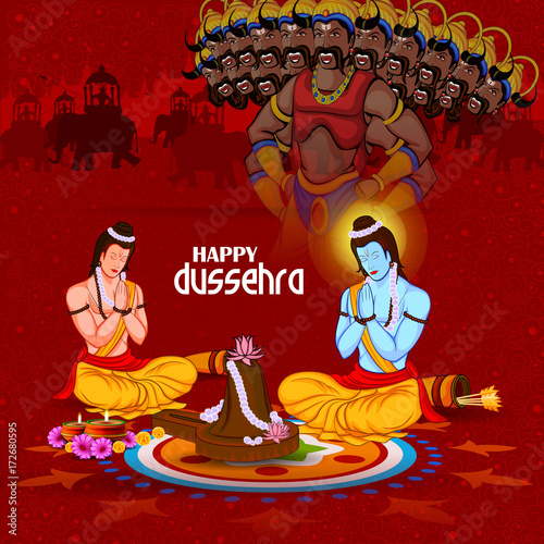 Happy Dussehra background showing festival of India