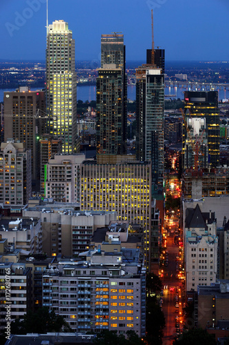View of the city of Montreal,Quebec at dusk