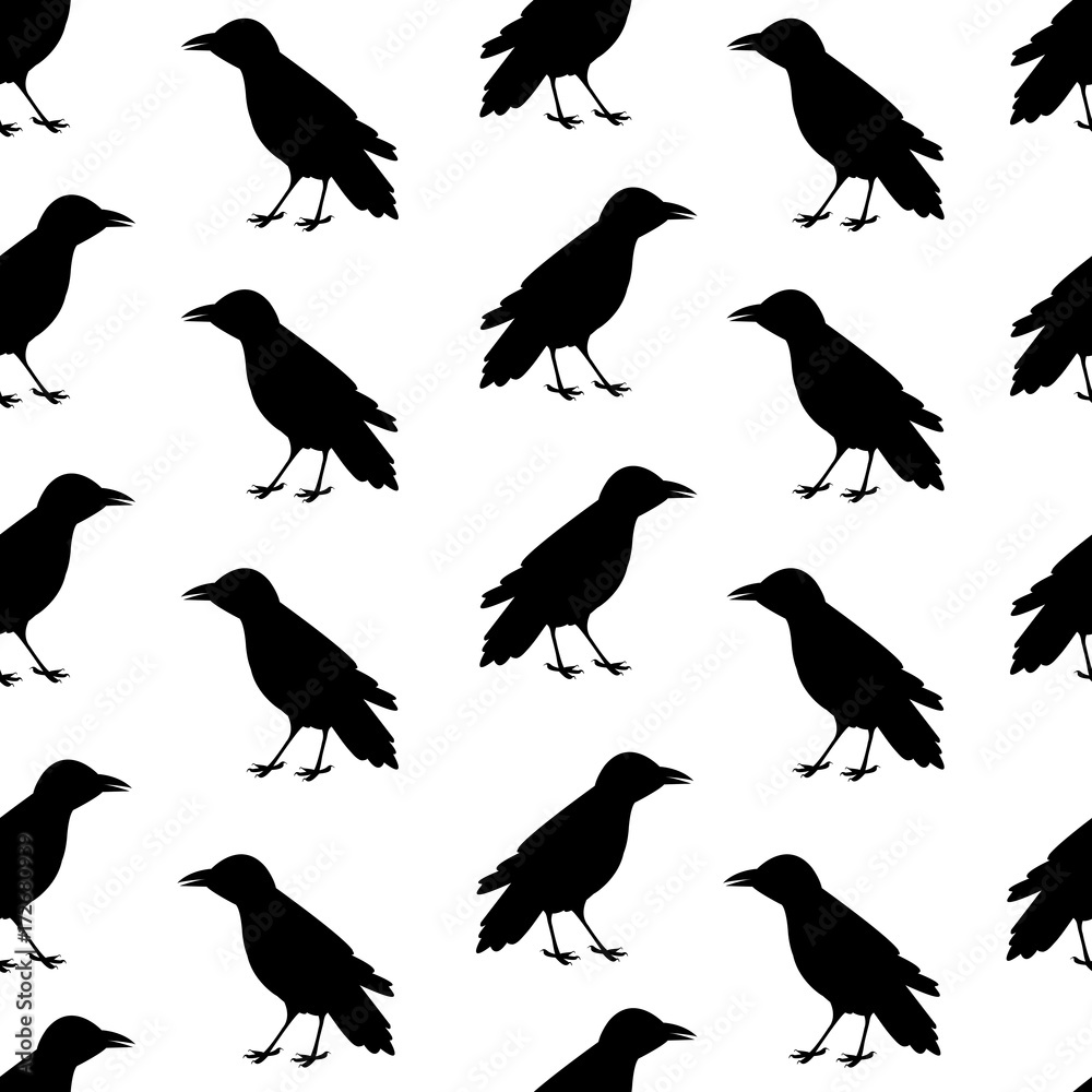 Obraz premium Seamless pattern from the black ravens