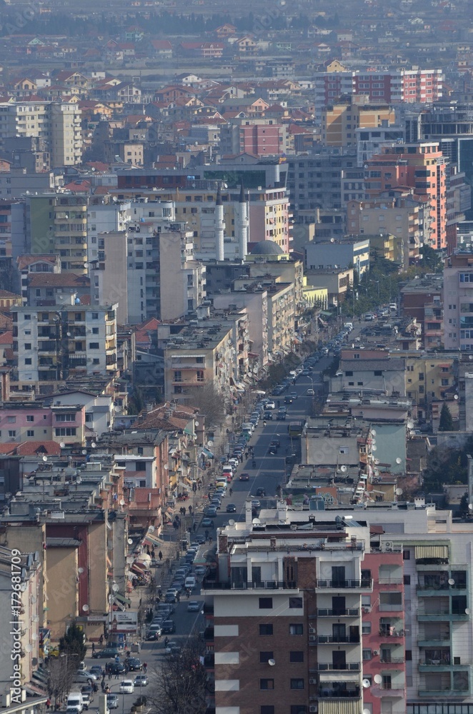 Vue plongeante de Shkodër - Shkodra, du nord-ouest de l'Albanie