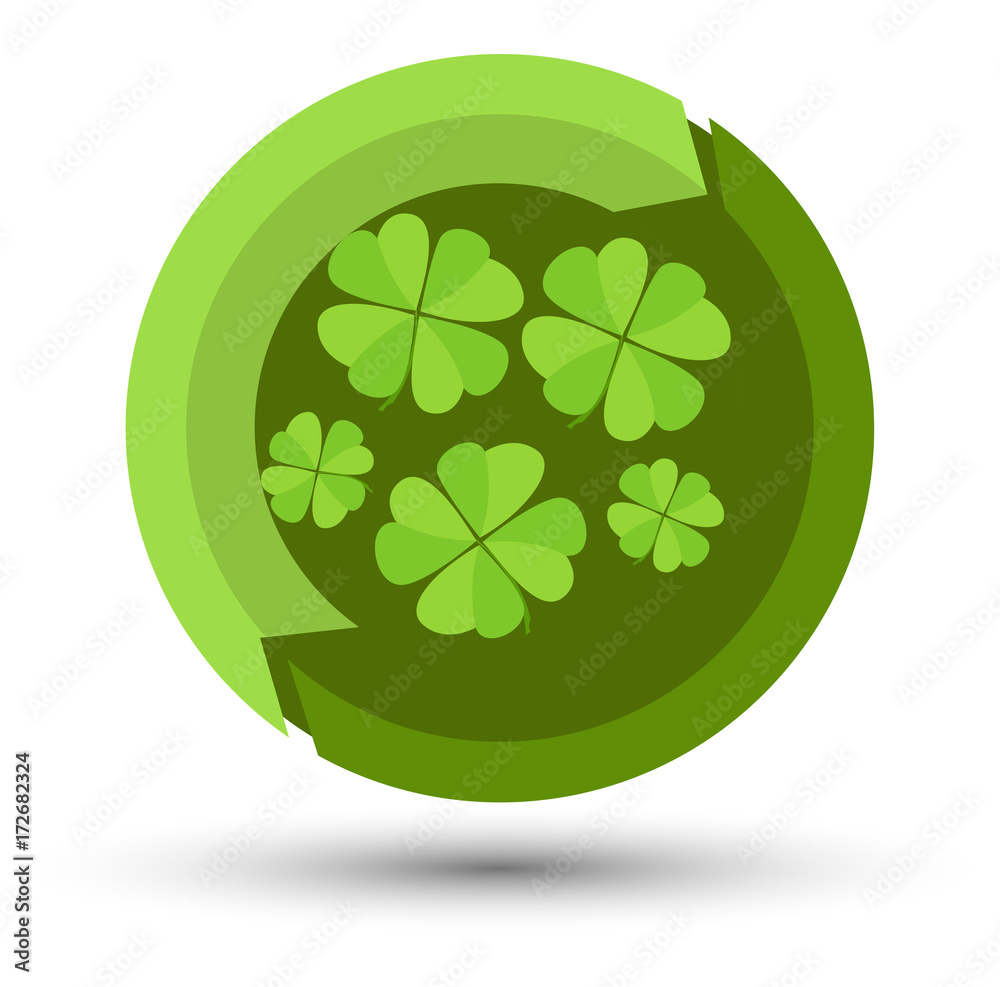 Arrow Circle with Clover Leaves Vector