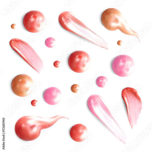 Collection of various Smears lipstick on white background.