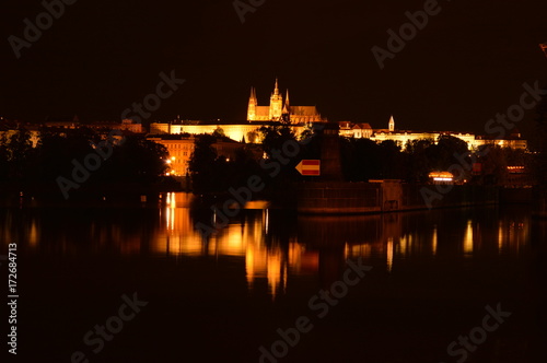 prague castle at night