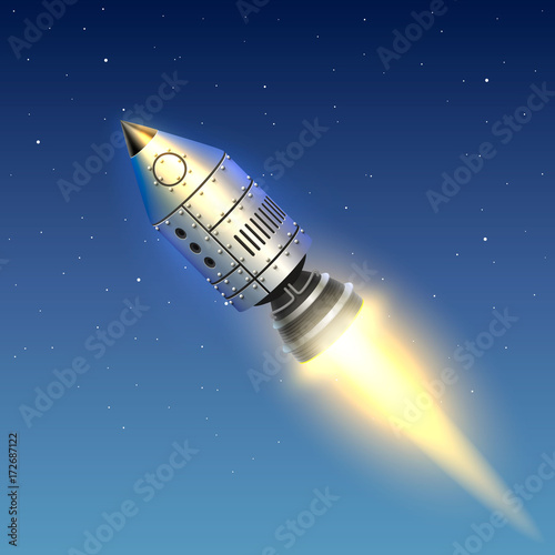 Space rocket launch creative art. Vector illustration