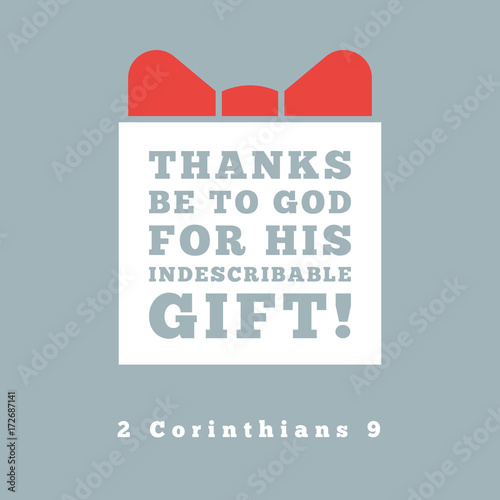 thanks be to god for his indescribable gift from 2 corinthians, bible quote for poster or print on t shirt