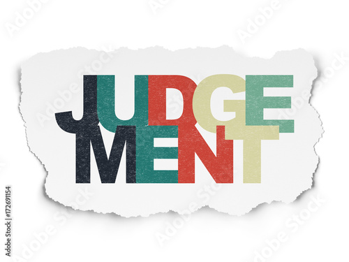 Law concept: Judgement on Torn Paper background