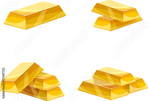 Set of gold bars icon. Cartoon style, illustration, vector icon for web, games, applications