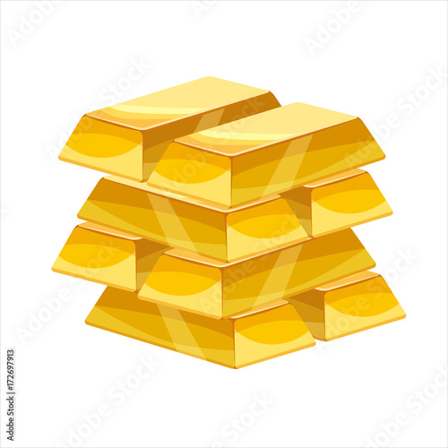 Gold bar icon. Cartoon style, illustration, vector icon for web, games, applications