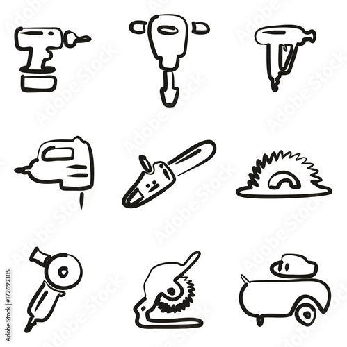Power Tools Icons Freehand 