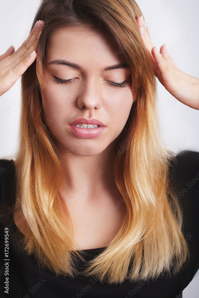 Woman In Pain. Beautiful Girl Feeling Toothache, Jaw, Neck Pain Woman In Pain. Beautiful Girl Feeling Toothache, Jaw, Neck Pain