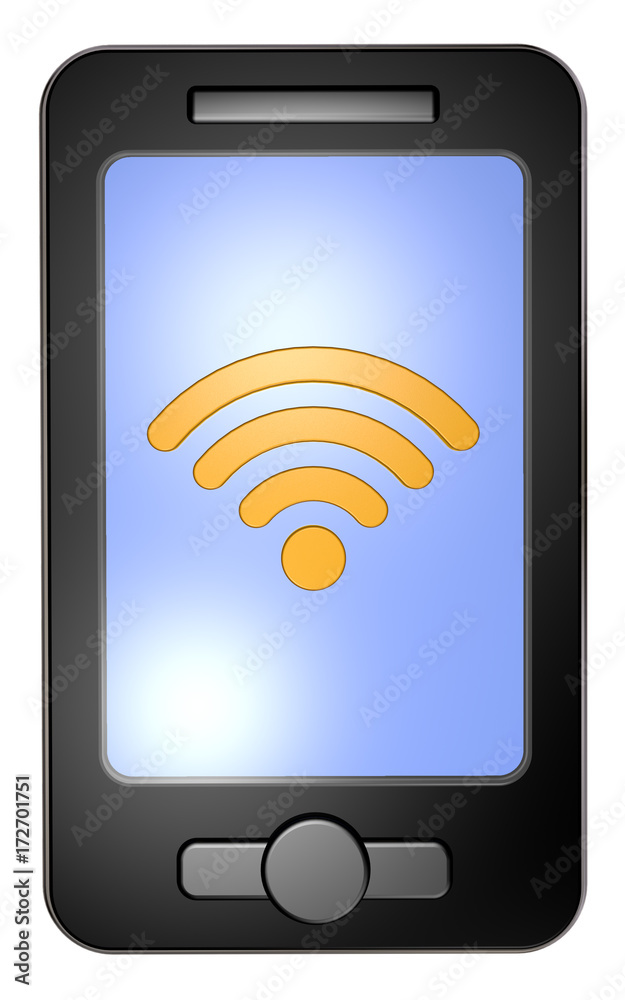 wifi symbol on smartphone display - 3d rendering wifi symbol on smartphone display - 3d rendering