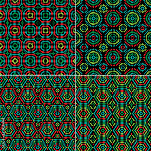 granny square patterns on black