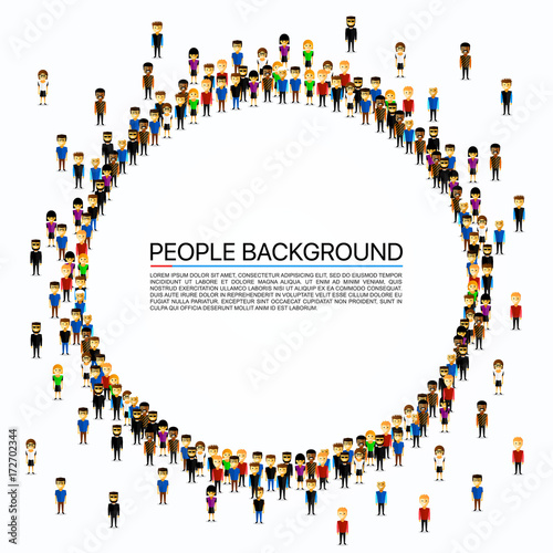 Large group of people in the shape of circle. Vector illustration