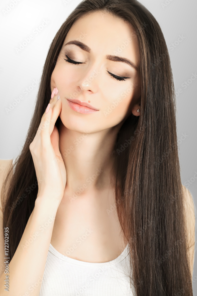 Beautiful young woman suffering from toothache, close up Beautiful young woman suffering from toothache, close up