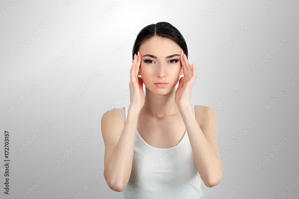 Woman Pain. Girl Having Strong Headache, Suffering From Migraine Woman Pain. Girl Having Strong Headache, Suffering From Migraine