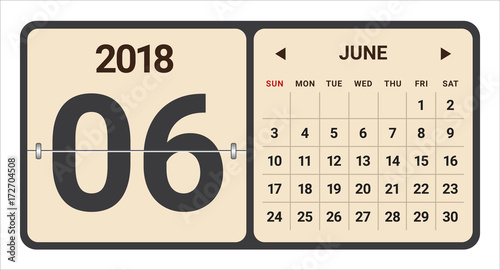 June 2018 calendar vector illustration
